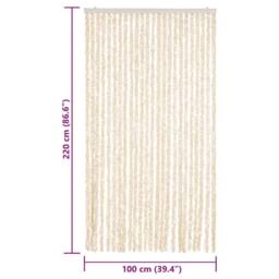 Berkfield Home Fly Curtain Beige & White 100x220 cm Chenille - thumbnail 7