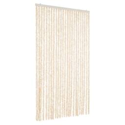 Berkfield Home Fly Curtain Beige & White 100x220 cm Chenille - thumbnail 1