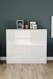 Home Discount Vida Designs Glinton Gloss 8 Drawer Chest of Drawers Storage Bedroom Furniture in White - thumbnail 4