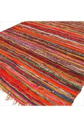 KDMD Luxury Orange Rag Rug 152x90cm - Soft, Vibrant Home Accent - Size: Medium