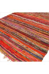 KDMD Luxury Orange Rag Rug 152x90cm - Soft, Vibrant Home Accent - Size: Medium - thumbnail 2
