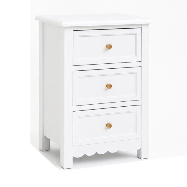 Melody Maison Pair Of Scalloped 3 Drawer Bedside Tables - Staunton White Range - image 1