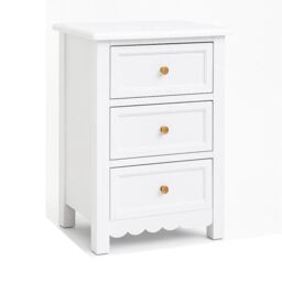 Melody Maison Pair Of Scalloped 3 Drawer Bedside Tables - Staunton White Range - thumbnail 1