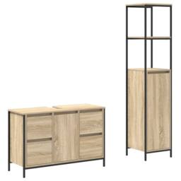 Berkfield Home 2 Piece Bathroom Furniture Set Sonoma Oak Engineered Wood in Beige - thumbnail 1