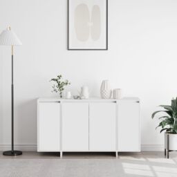 Berkfield Home White Sideboard White Wood 135 x 41 x 75 cm White Sideboard - thumbnail 4