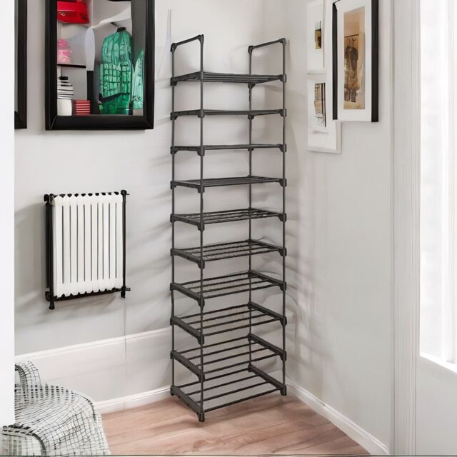 Rafaelo Mobilia 10 Tier Shoe Rack Hallway Storage in Black - image 1