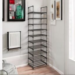 Rafaelo Mobilia 10 Tier Shoe Rack Hallway Storage in Black - thumbnail 1