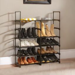 Rafaelo Mobilia 10 Tier Shoe Rack Hallway Storage in Black - thumbnail 2