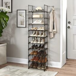 Rafaelo Mobilia 10 Tier Shoe Rack Hallway Storage in Black - thumbnail 4