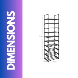 Rafaelo Mobilia 10 Tier Shoe Rack Hallway Storage in Black - thumbnail 6