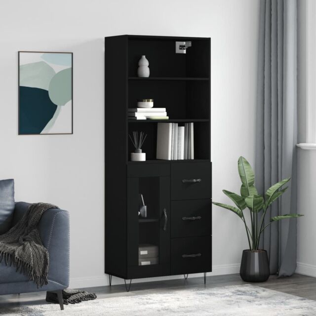 Berkfield Home Highboard Black 69.5x34x180 cm Engineered Wood - image 1