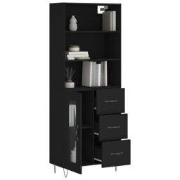 Berkfield Home Highboard Black 69.5x34x180 cm Engineered Wood - thumbnail 3