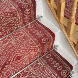 runrug Stair Runner Carpet for Staircases - Soft & Comfy, 9mm - 'Afrikans' in Red - Size: 70 cm x 660 cm - thumbnail 2