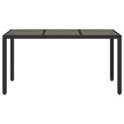 Berkfield Home Garden Table with Glass Top Black 150x90x75 cm Poly Rattan - Size: 150 x 90 x 75 cm - thumbnail 4