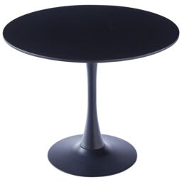 Living and Home Modern Metal Round Table MDF Top with Metal Base in Black - thumbnail 3