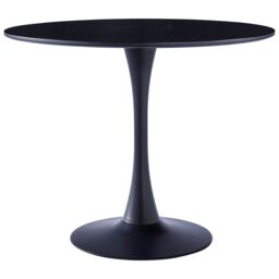 Living and Home Modern Metal Round Table MDF Top with Metal Base in Black - thumbnail 4