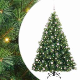 Berkfield Home Artificial Christmas Tree with 300 LEDs Green 210 cm PE & PVC - thumbnail 2