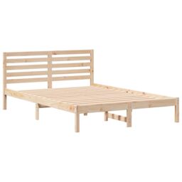 Berkfield Home with Headboard Brown 140 x 210 cm Solid pine wood - thumbnail 2