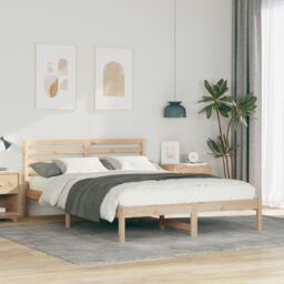 Berkfield Home with Headboard Brown 140 x 210 cm Solid pine wood