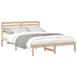 Berkfield Home with Headboard Brown 140 x 210 cm Solid pine wood - thumbnail 3