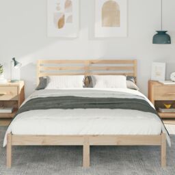 Berkfield Home with Headboard Brown 140 x 210 cm Solid pine wood - thumbnail 5