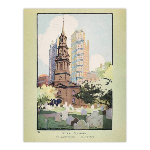 "Artery8 St Pauls Chapel Cityscape Rachael R Elmer Wall Art Poster Print in Green - Size: W12"" x H16""" - image 1