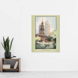 "Artery8 St Pauls Chapel Cityscape Rachael R Elmer Wall Art Poster Print in Green - Size: W12"" x H16""" - thumbnail 4