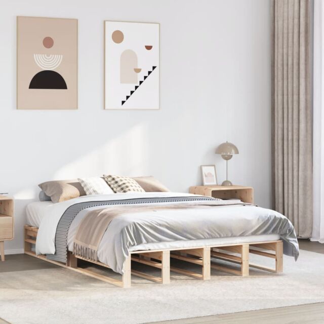 Berkfield Home Bed Frame without Mattress 140x200 cm Solid Wood Pine in Brown - image 1