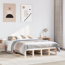 Berkfield Home Bed Frame without Mattress 140x200 cm Solid Wood Pine in Brown - thumbnail 1