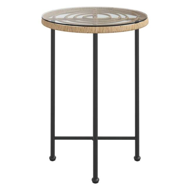 Berkfield Home Sturdy Dining Table Ã˜55 cm Tempered Glass & Steel in Brown - image 1