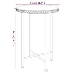 Berkfield Home Sturdy Dining Table Ã˜55 cm Tempered Glass & Steel in Brown - thumbnail 6
