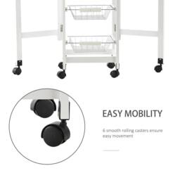 Wyld Haus Ziha Drop Leaf Kitchen Trolley Oak & White with Baskets & Wheels in Light Oak - thumbnail 6