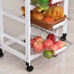 Wyld Haus Ziha Drop Leaf Kitchen Trolley Oak & White with Baskets & Wheels in Light Oak - thumbnail 8