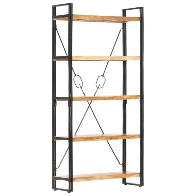 Berkfield Home 5-Tier Bookcase 90x30x180 cm Solid Acacia Wood in Brown - Size: 90 x 30 x 180 cm - image 1