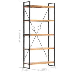 Berkfield Home 5-Tier Bookcase 90x30x180 cm Solid Acacia Wood in Brown - Size: 90 x 30 x 180 cm - thumbnail 6