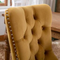 Modern Home Touch Romsey Set of 2 Velvet Upholstered Dining Chairs with Oak Legs & Knocker Ring Back in Yellow - Size: 2 Pack - thumbnail 5