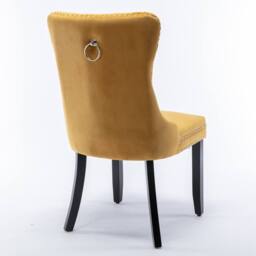 Modern Home Touch Romsey Set of 2 Velvet Upholstered Dining Chairs with Oak Legs & Knocker Ring Back in Yellow - Size: 2 Pack - thumbnail 8
