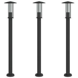 Berkfield Home Outdoor Floor Lamps 3pcs Black 100 cm Stainless Steel - thumbnail 3