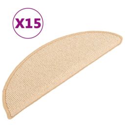 Berkfield Home Carpet Stair Treads 15 pcs Cream 65x21x4 cm - Size: Medium - thumbnail 2