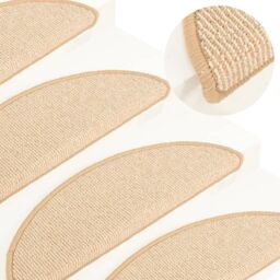 Berkfield Home Carpet Stair Treads 15 pcs Cream 65x21x4 cm - Size: Medium - thumbnail 1