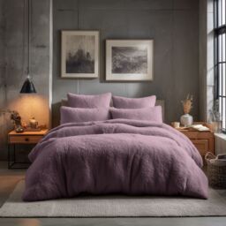 Snug City Teddy Bear Fleece Soft Cosy Duvet Cover + Pillow Case Set in Pink - Size: Super King - thumbnail 1