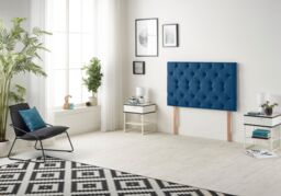 Somnior Premier Plush Velvet Sprung Memory Foam 4 Drawer Divan Bed Set with Upholstered Headboard in Navy - Size: Double - thumbnail 5