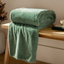 Furn Kallu Double-Sided Faux-Fur Throw in Light Green - Size: 130 cm x 180 cm - thumbnail 1