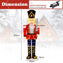 Costway 5 FT Lighted Nutcracker Soldier Outdoor Christmas Decoration - thumbnail 2