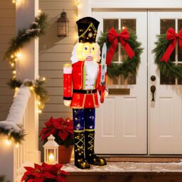Costway 5 FT Lighted Nutcracker Soldier Outdoor Christmas Decoration - thumbnail 5