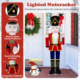 Costway 5 FT Lighted Nutcracker Soldier Outdoor Christmas Decoration - thumbnail 8