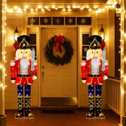 Costway 5 FT Lighted Nutcracker Soldier Outdoor Christmas Decoration - thumbnail 4