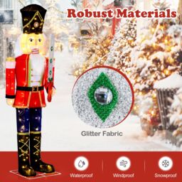 Costway 5 FT Lighted Nutcracker Soldier Outdoor Christmas Decoration - thumbnail 9