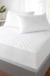 Rapport Home Cotton Percale Fitted Mattress & Pillow Protector (White) in White - Size: Double - thumbnail 5