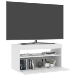Berkfield Home TV Cabinet with LED Lights High Gloss White 75x35x40 cm - Size: 75 x 35 x 40 cm - thumbnail 3